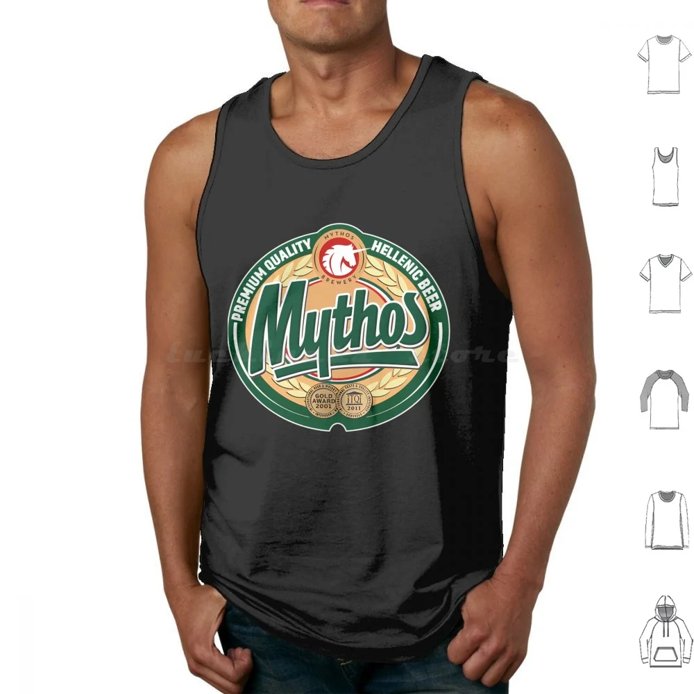 Hellenic Greek Beer Mythos Tank Tops Print Cotton Hellenic Greek Beer Mythos