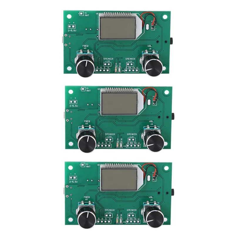 3X FM Radio Receiver Module 87-108MHz Frequency Modulation Stereo Receiving Board with LCD Digital Display 3-5V DSP PLL