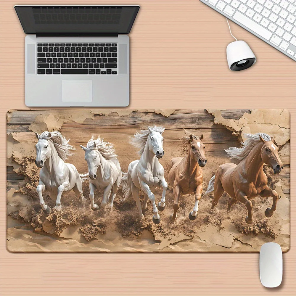 

A high-definition printed XXL mousepad in the shape of a horse, made of rubber for desktop office use, is anti-slip and washable