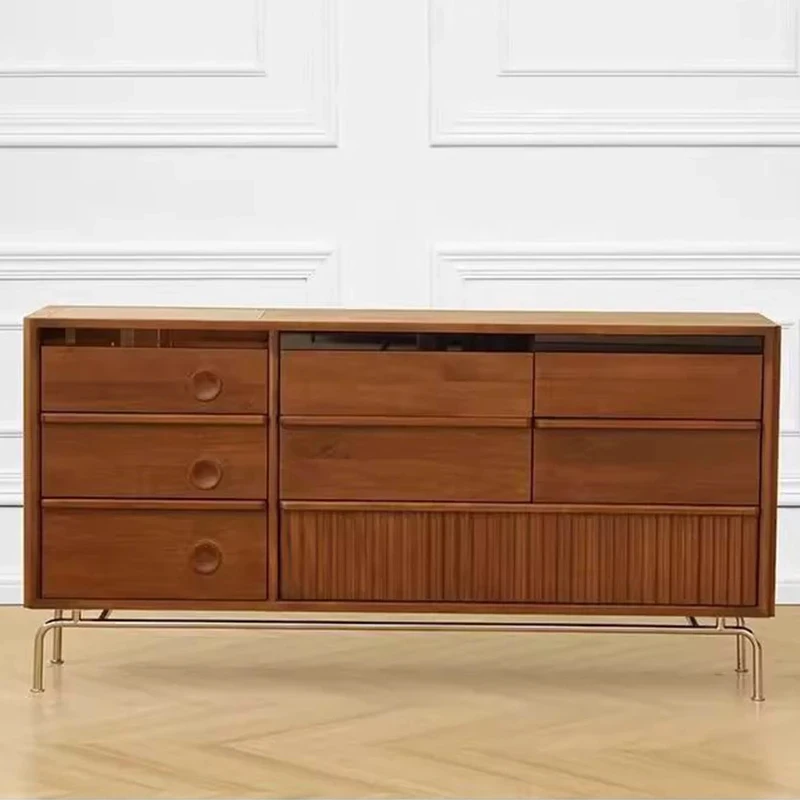 custom.Factory Mid-Modern Wood Cabinet Multi-Drawer Organizer Living Room Sideboard Large Capacity Bedroom Furn