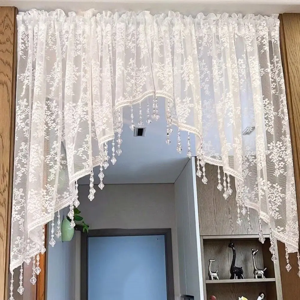 Fashion French Style Half Curtain Vintage Romantic Lace Triangle Curtains Elegant Bohemian Lace Door Curtain Bedroom