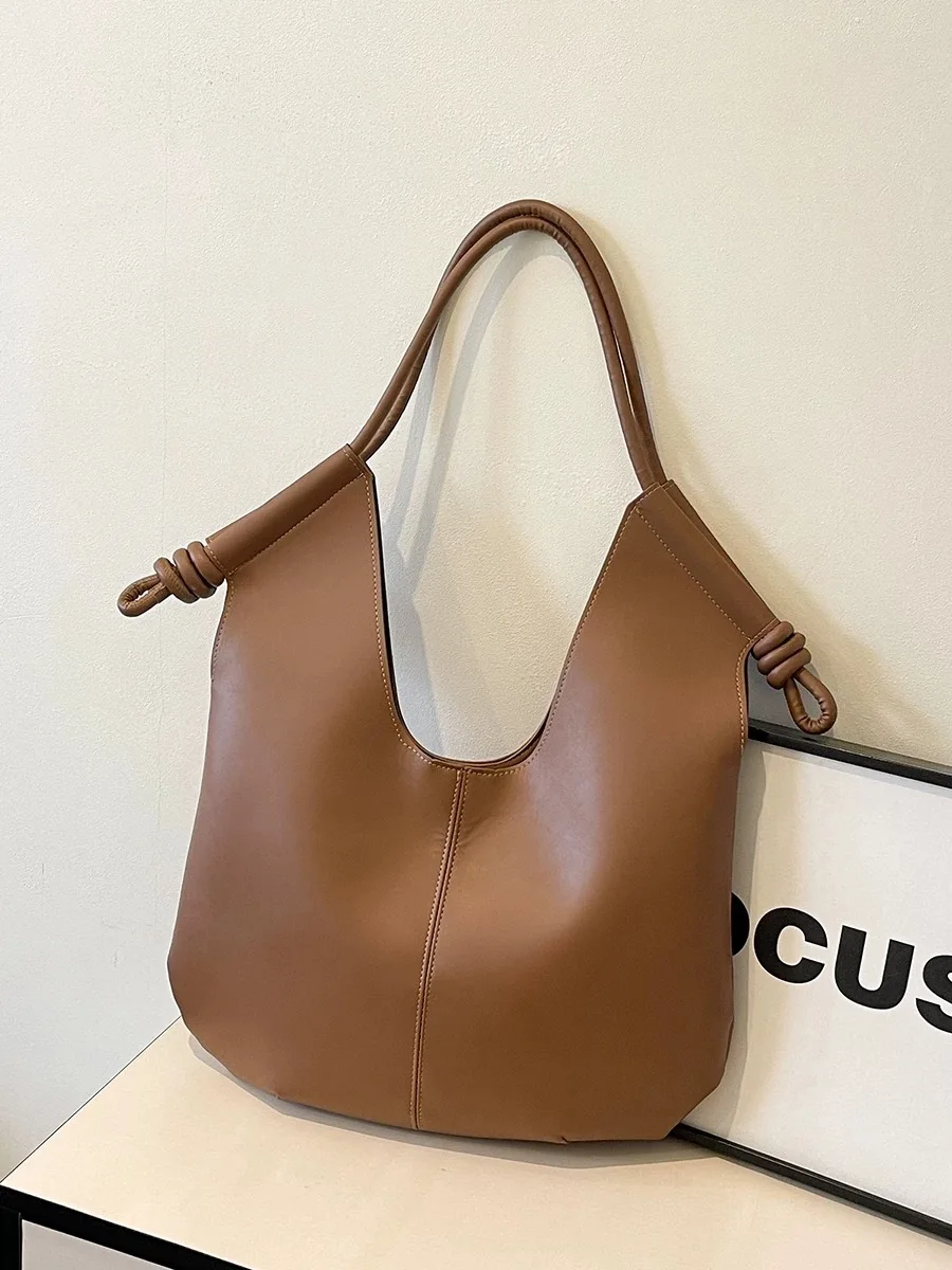 

Womens Brown Handbag Minimalist Casual Tote Bag Large-capacity Commuting Shoulder Armpit Large Handbag Designer Business Clutch