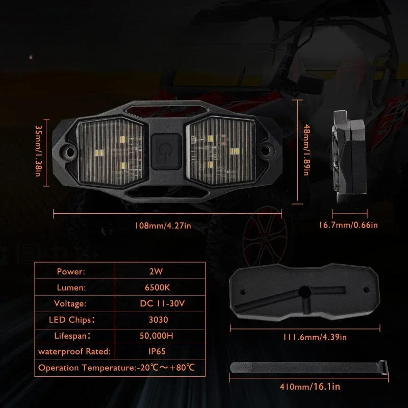 UTV Dome Light Turned on, White LED Light Practical Rolling Cage Indoor Reading Map Welcome Light