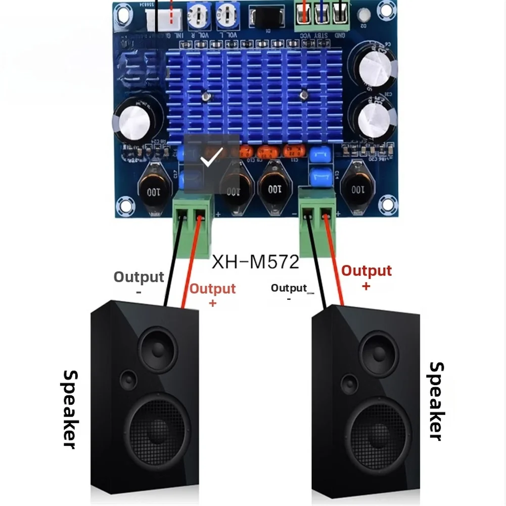 For TPA3116D2 Based Audio Board M572 120W Dual Channel Module for 8 Ohm Speakers Works with 8V 28V DC Power Sources