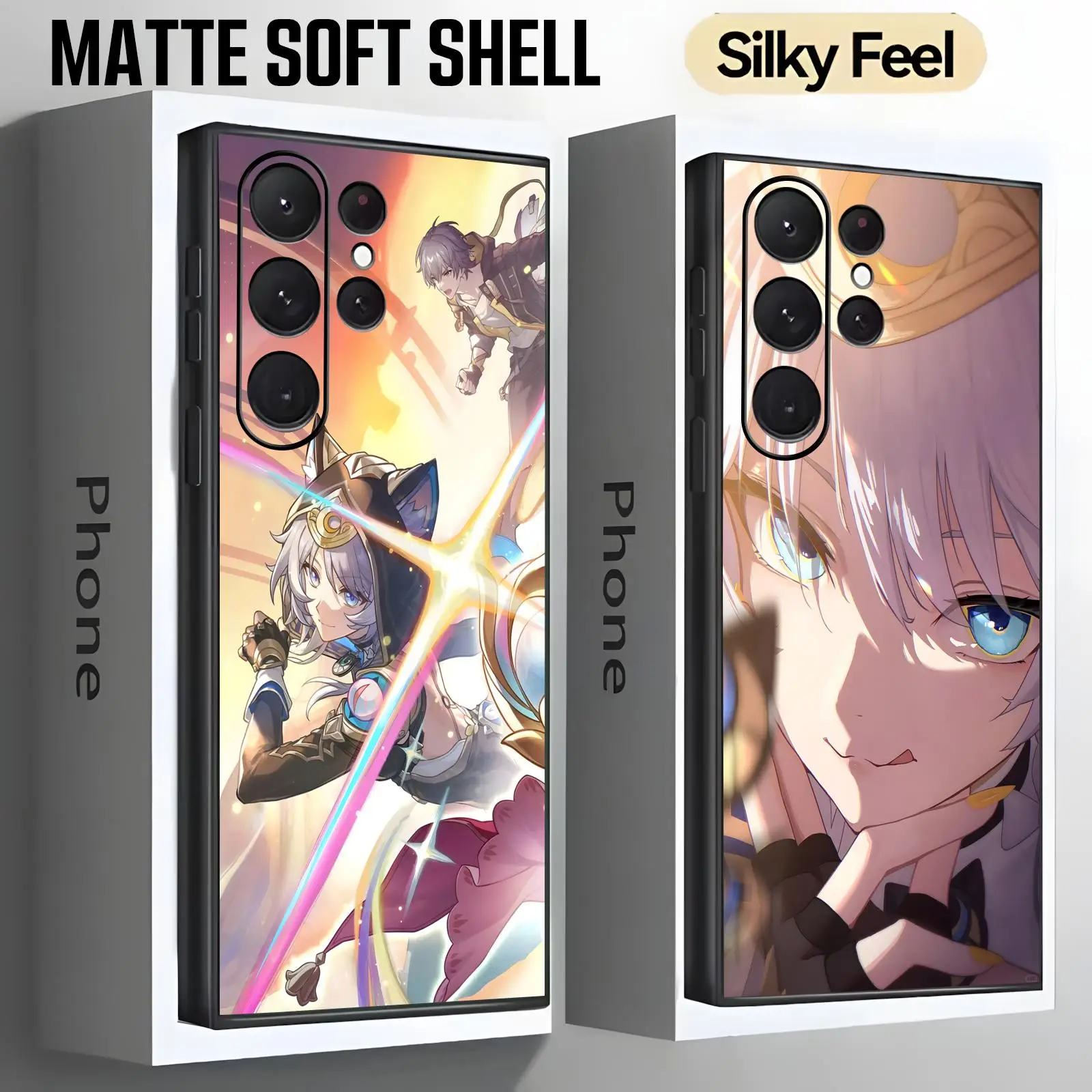 Phone Case For Samsung S26 S25 S24 S23 S22 S21 S20 Ultra Note20 Soft black Shockproof Cover Honkai Star Rail Cipher