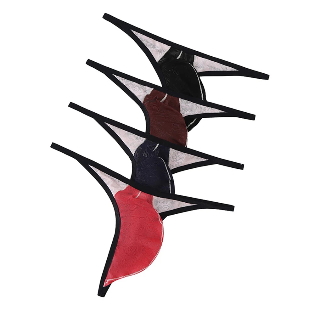 

Men Sexy Jacquard Mesh Sheer Underwear For Hot Man Low Rise Thongs Gay Sissy Pouch U Low Rise Stretch G-strings Male Sexy Pantie