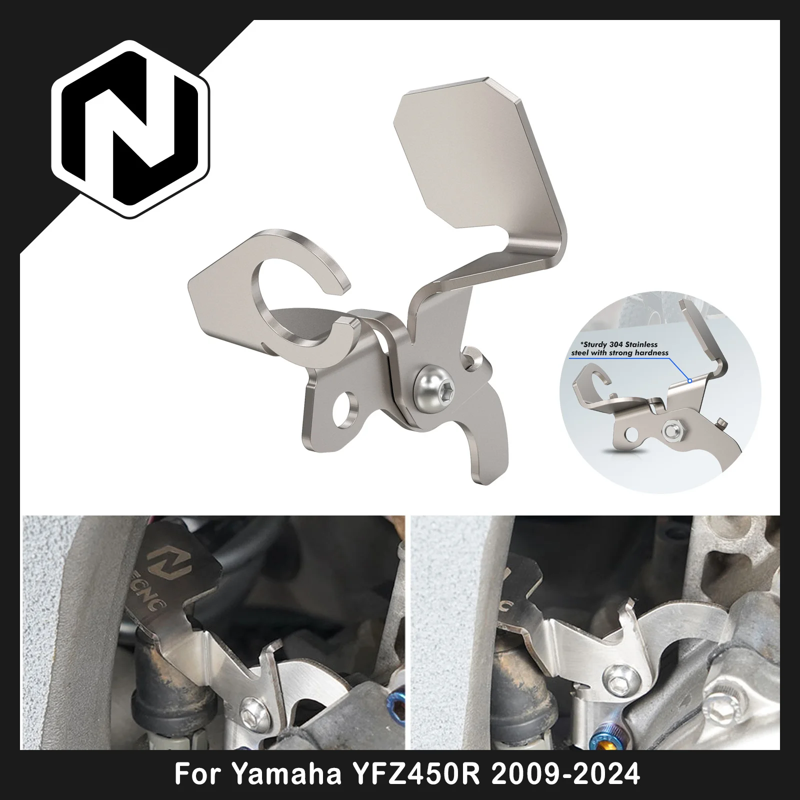 NICECNC For Yamaha YFZ450R 2009-2022 Brake Hose Holder Clamp Replace 18P-25886-00-00 Rustproof Brake Line Bracket Upgrade ATV
