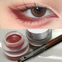 Waterproof Matte Red Eye Liner Paste with Blade Brush Soft Easy Coloring Slim Bold Gel Eyeliner Silkworm Cream Natural Tint