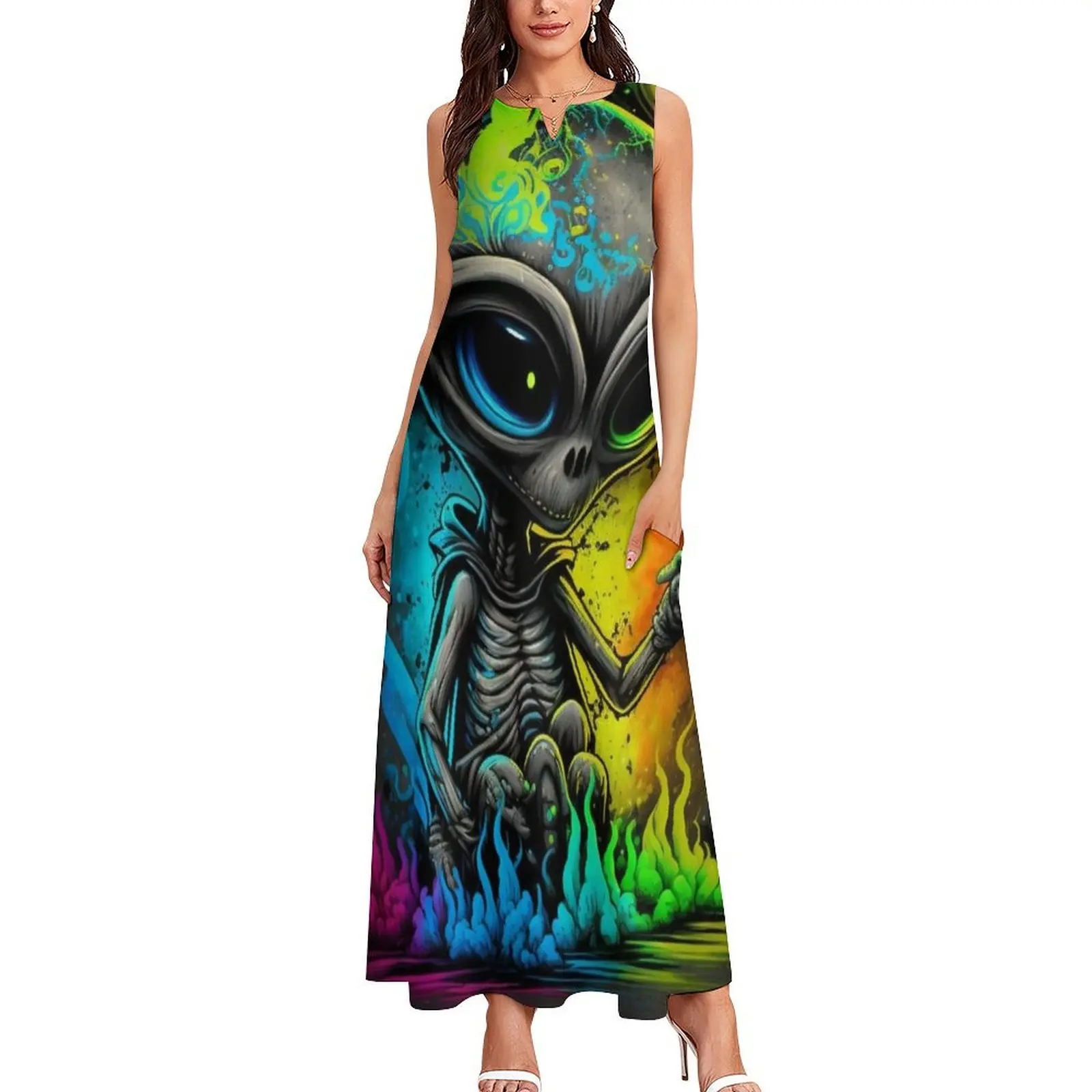 Cosmic Alien Splatter Paint Long Dress festival outfit women dresses for special events Dress