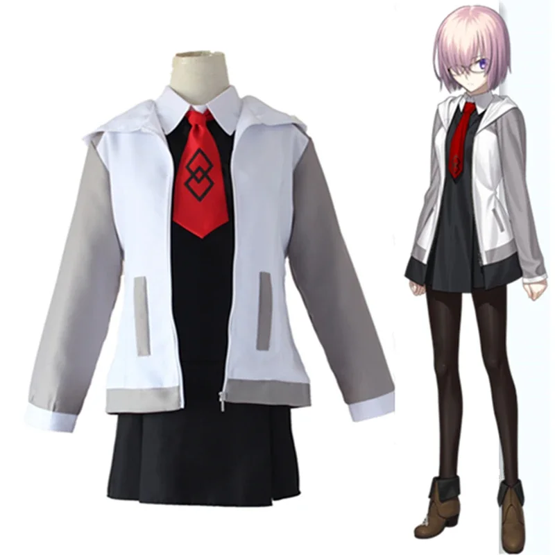 Disfraz de Cosplay de Fate Grand Order Mash Kyrielight, uniforme escolar de servicio diario de Halloween, Sra. Vestido y pelucas de dibujos animados