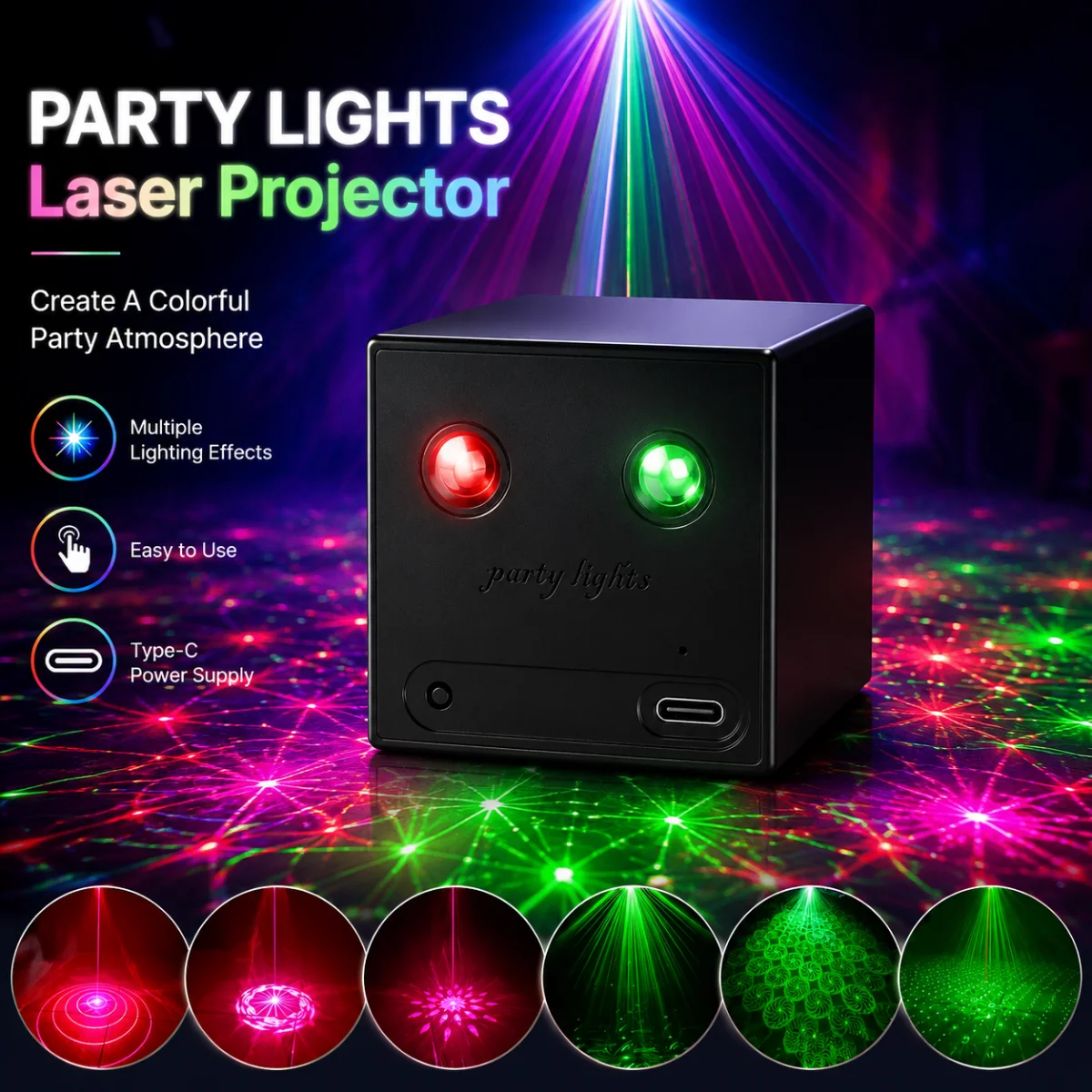 2pc Rechargeable Battery R&G Laser Projector Disco DJ Light 32 Patterns Dance Bar Party Car Effect Christmas Decorate Stage Lamp