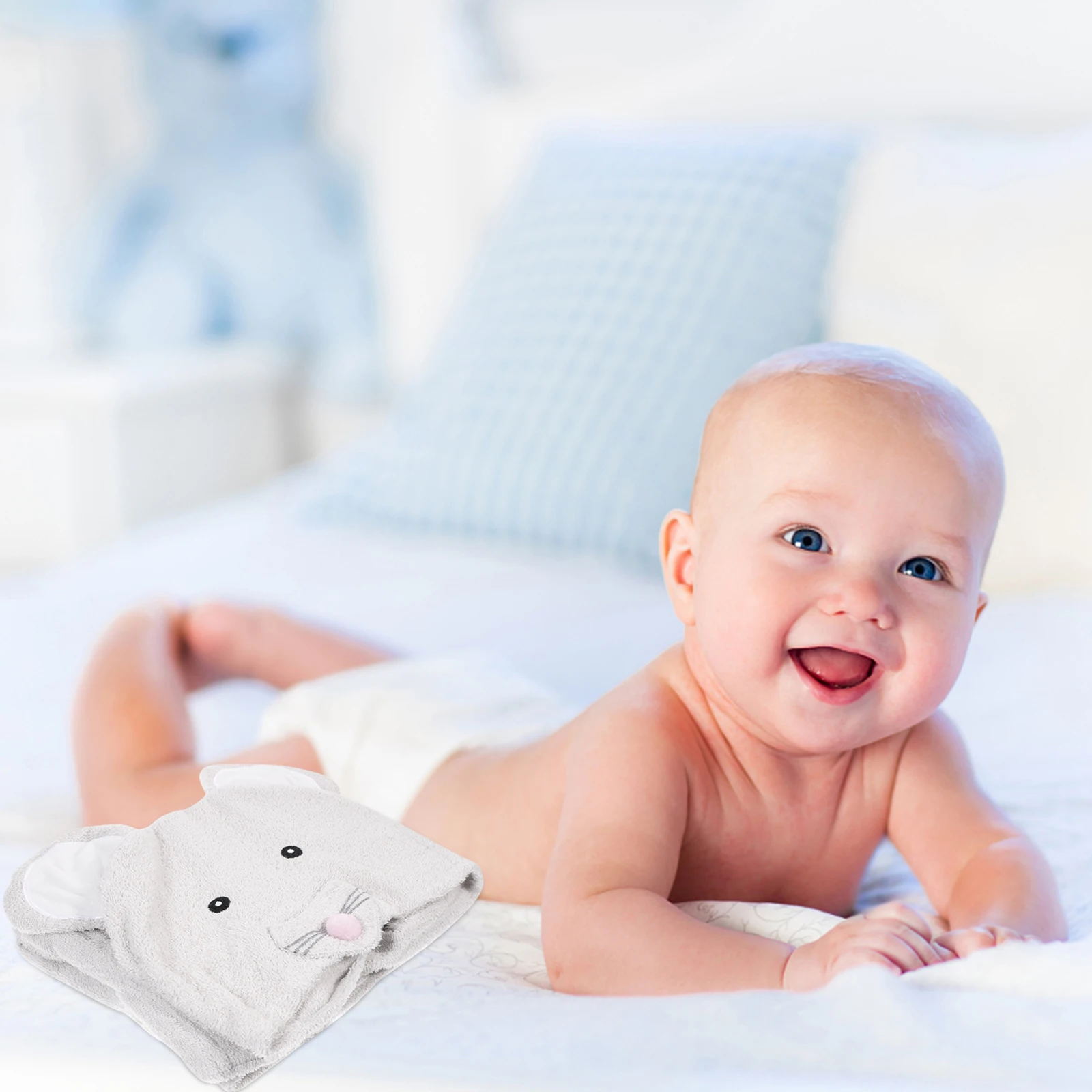 

Bathrobe Grey Cotton Towel Bathrobe Hat Durable Comfortable Muslin Gift Boy Girl Toddler Robe