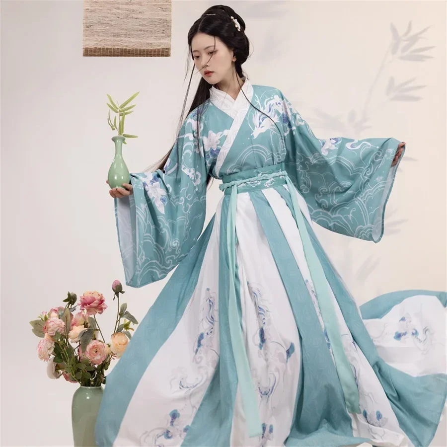 

Hanfu-Disfraz verano para mujer, vestido tradicional chino antiguo, vestido princesa Oriental, ropa baile la dinastí