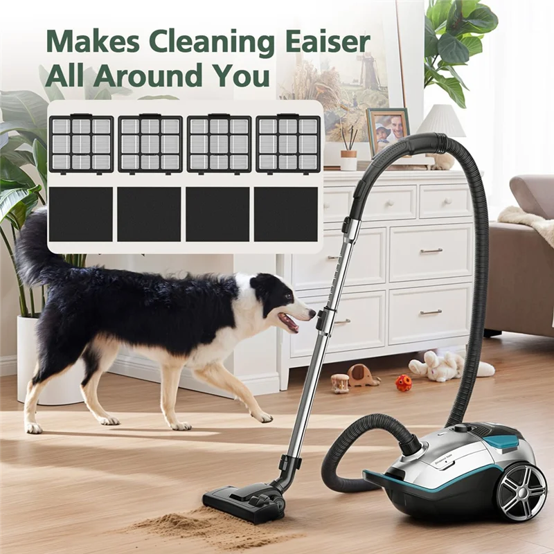 EUREKA NEN170 백리스 캐니스터 진공 청소기용 N18R 교체 필터 키트, HEPA 필터 및 입구 플라이터 스폰지 필터 포함