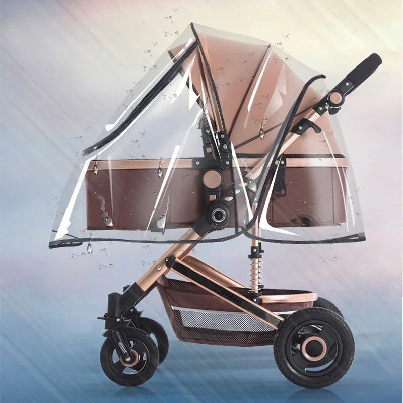 EVA Baby Stroller Accessories Waterproof Rain Cover Transparent Wind Dust Shield Zipper Open for Pushchairs Raincoat