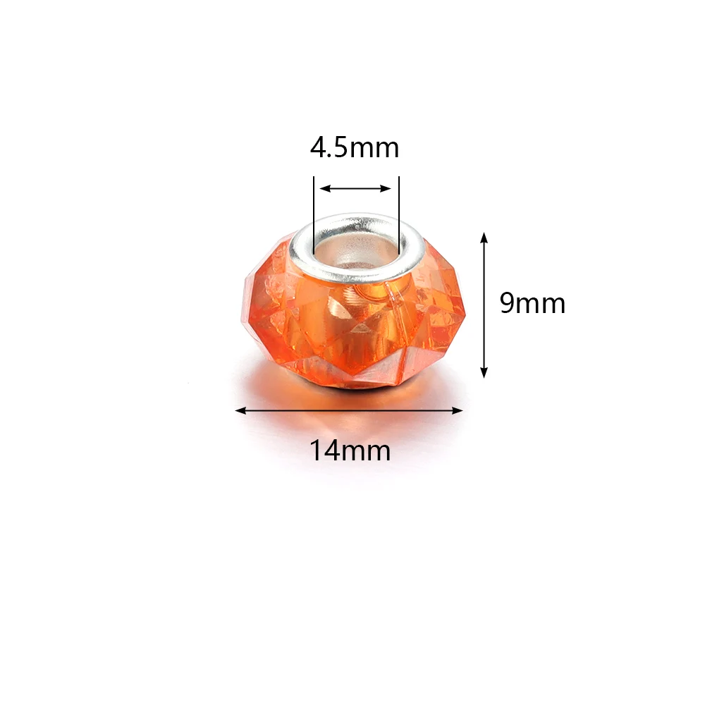 20pcs/Lot Transparent Color Faceted Resin Beads Big Hole Spacer Loose Beads for Jewelry Making DIY Bracelet Necklace Wholesale image 3