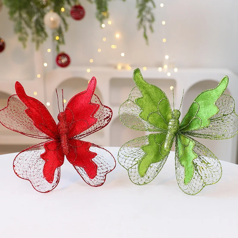 

Simulated Butterfly Ornament Large Fabric Butterfly Ornament Christmas Butterfly Decor Intricate For Christmas Tree Birthday