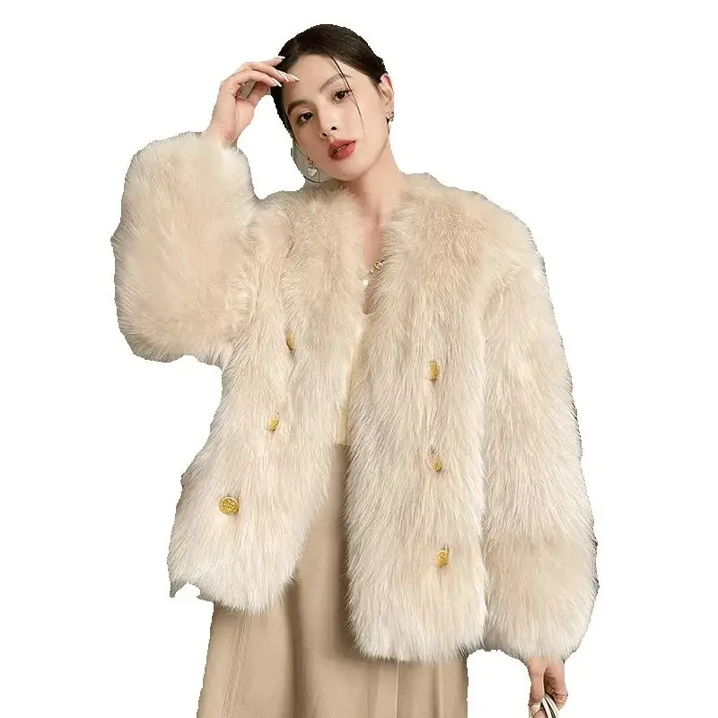 

Autumn And Winter New Fashion Imitation Fox Fur Temperament Coat Female Joker Online Celebrity Loose Mao Mao Warm Plush Coat Tid