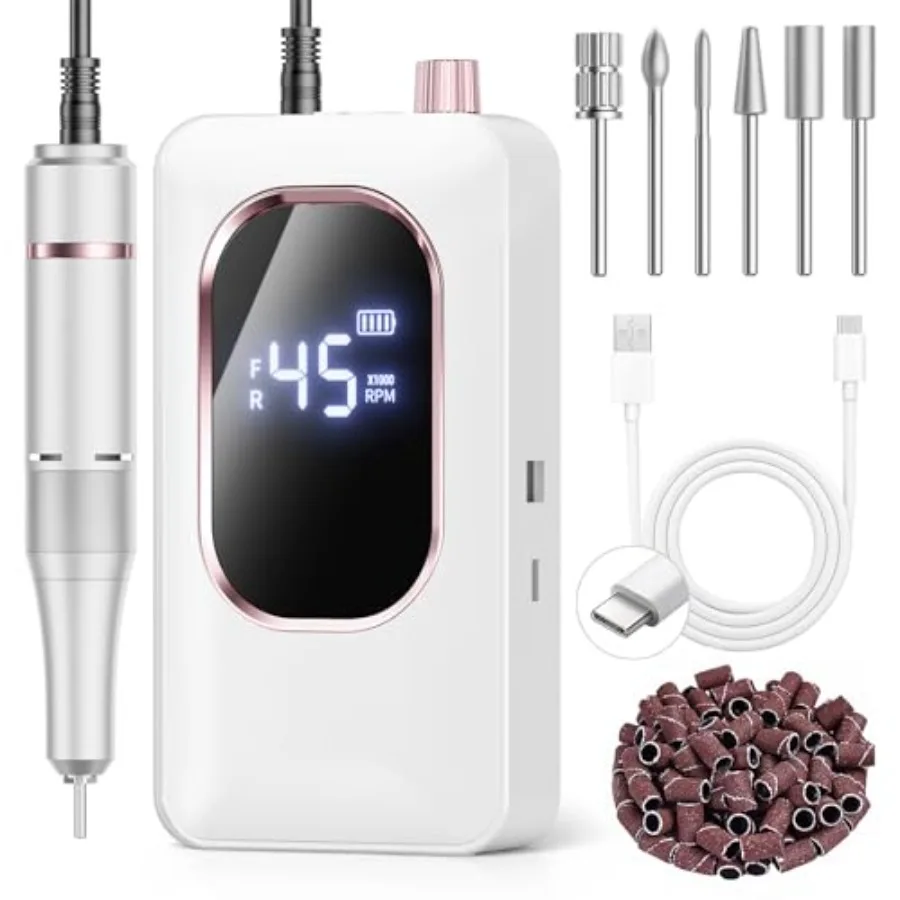 

Professional Electric Nail Drill 45000RPM Portable Nail File for Acrylic Gel Nails Cordless Rechargeable Salon-Grade Ultra Powe