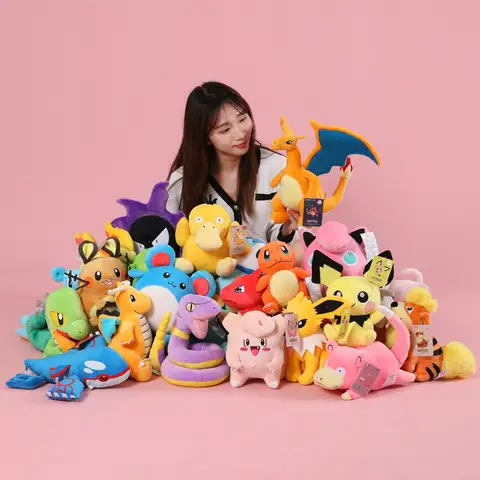 POKEMON Original Plyschleksak Gengar Pikachu Kawaii Charizard Äkta Plyschdocka Mjuk Söt Tecknad Piplup Leksaker för Barn Present 10 best sales köpa Pokémon plyschleksaker - №1
