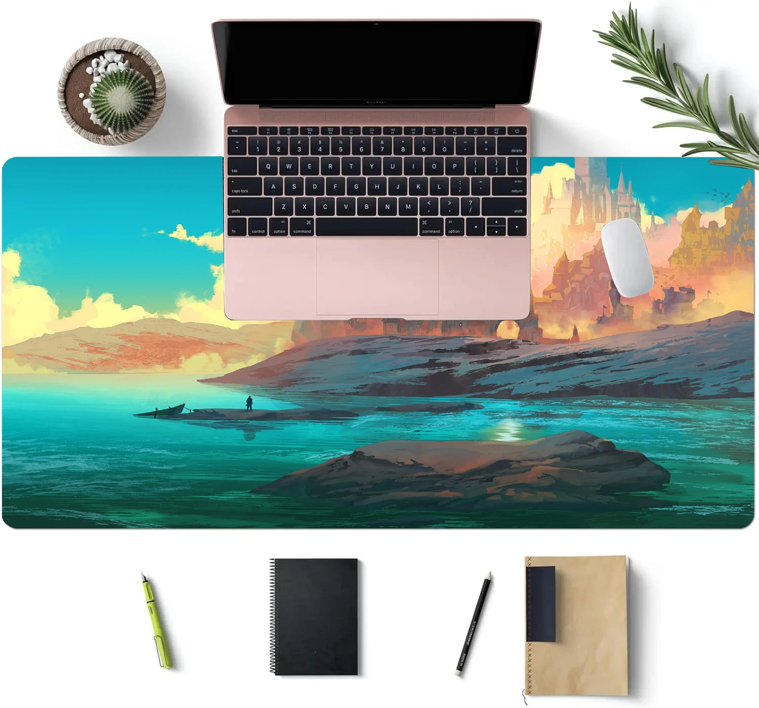 Enchanting Castle Anime Mouse Pad Large Computer Offices Game Mat Rubber Anti-slip Gaming Accessories Keyboard Long Desktop Pads