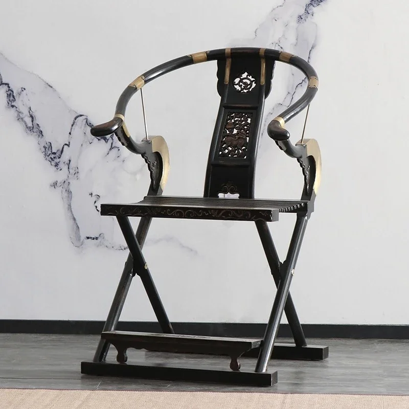 Classical armchair clad copper old elm cross chair retro engraving