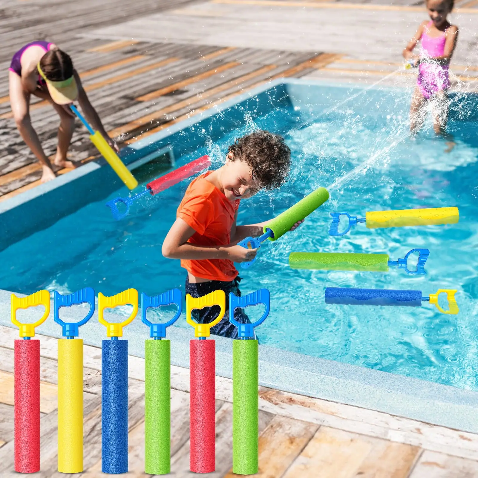 4/6 Stück Wasserpistole für Kinder 40 Fuß Sommerschaum Watergun Spielzeug Wasserspritzer Soaker Blaster Outdoor Schwimmbad Strandspiele Spielzeug