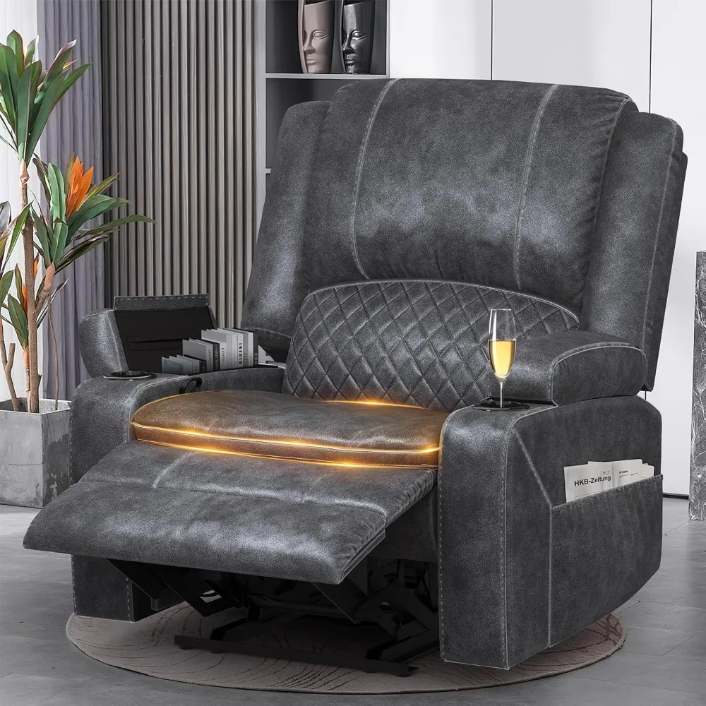Recliner Chairs for Adults, Oversize Manual Reclining Chair with 2-Tier Cushions, Dutch Velvet Recliner Chair with Hidden Storag
