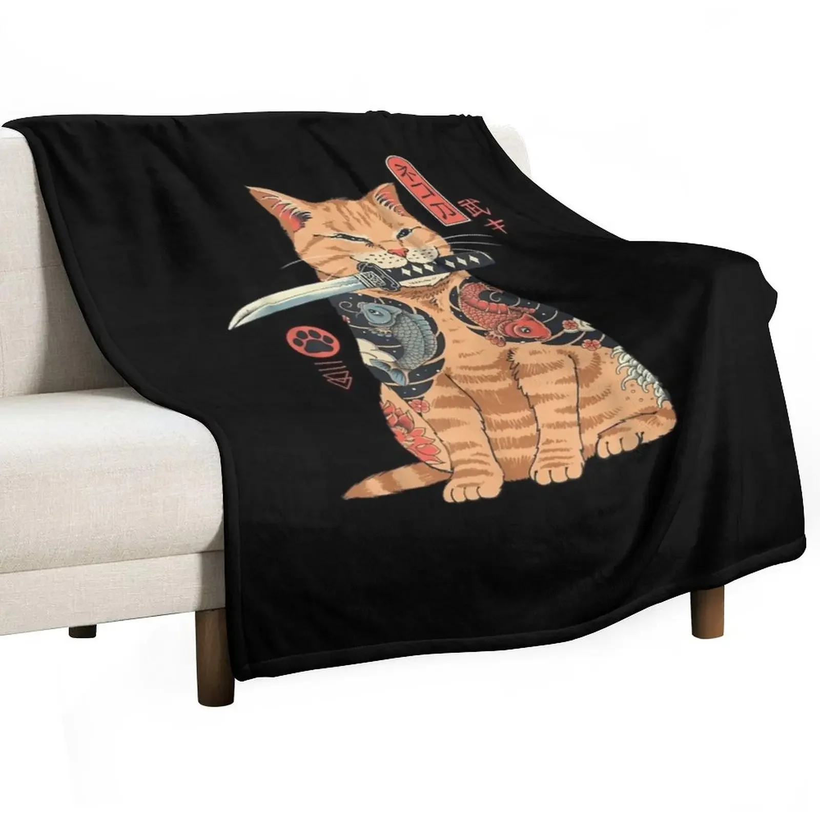 Cat Neko Catana Anime Art For Women Teen Girls Anime merc Throw Blanket cosplay anime Luxury Thicken Decoratives Thins Blankets