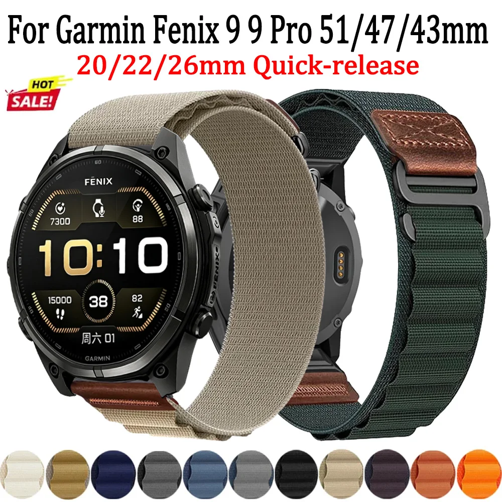 20/22/26mm Quick-release Alpine Nylon Strap For Garmin Fenix 9 9 Pro Quatix 8 51/47/43mm Wristband For Garmin 970 965 955 Correa