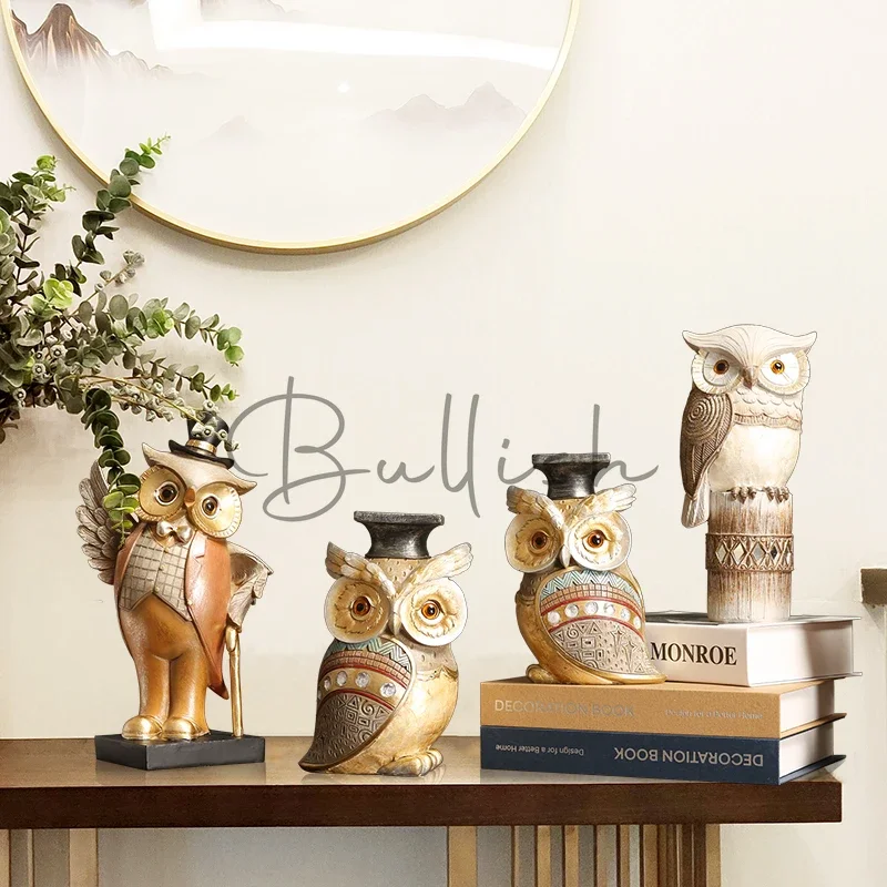 owl knick-knacks, creative home living room decoration, personalized wine cabinet, model room, store furnishings, handicrafts