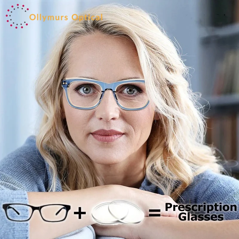 

OLLYMURS Women Prescription Optical Lenses with Recipe Photochromic Lens Optical Acetate Eyewear Men Anti Blue Light Myopia Glas