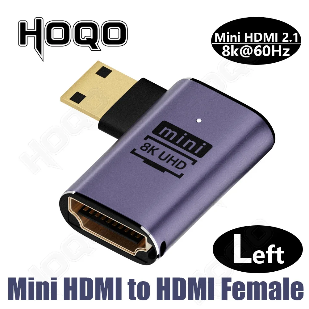 360 Degree U-shaped Mini HDMI gender Adapter 180 Mini HDMI Male to HDMI Female Angled  L Converter HD 2.1V Extension 4K 8K 60Hz