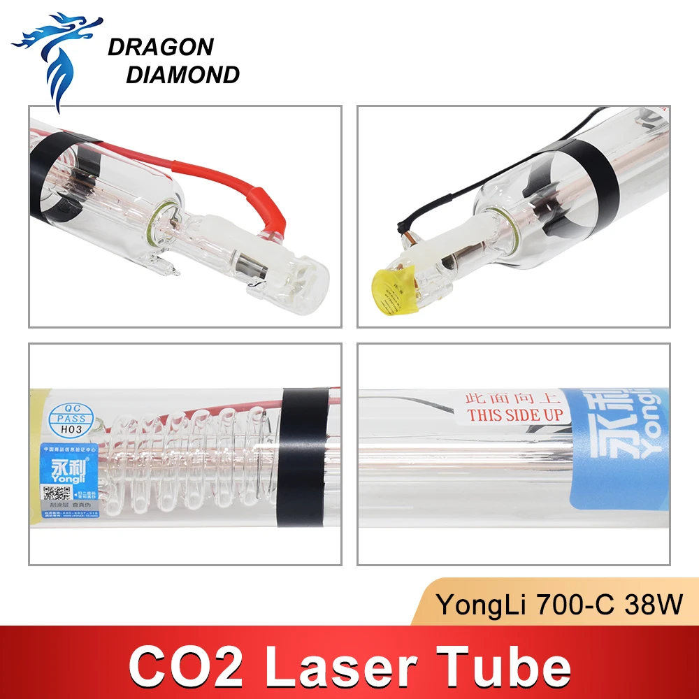 Yongli Brand 700-C 38-42W Co2 Laser Tube Length 700MM Dia.50mm for Co2  Laser Engraving Cutting Machine K40 Series High Quality