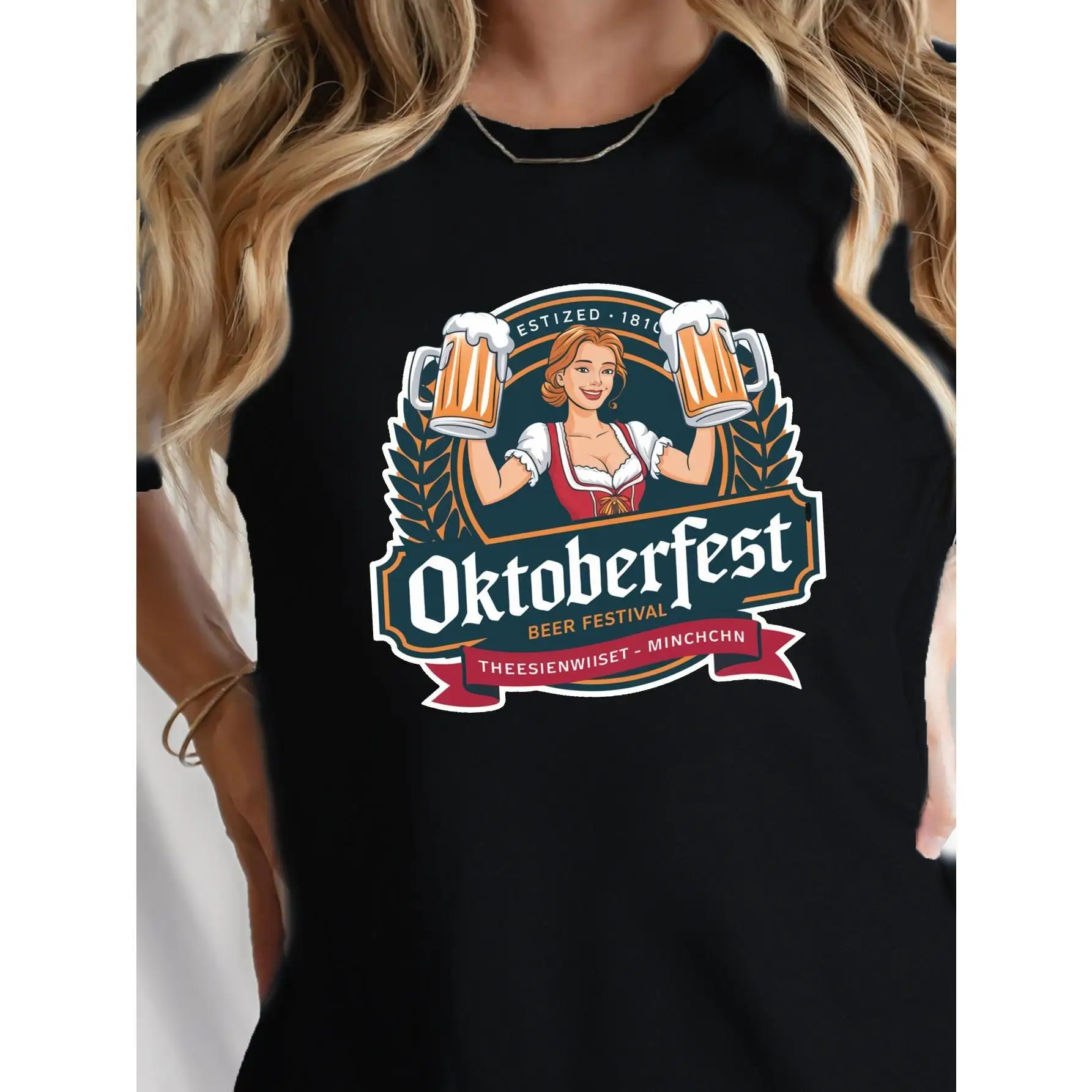 

Oktoberfest Beer Festival Logo Cotton Women's T-shirt With Comfortable Fit