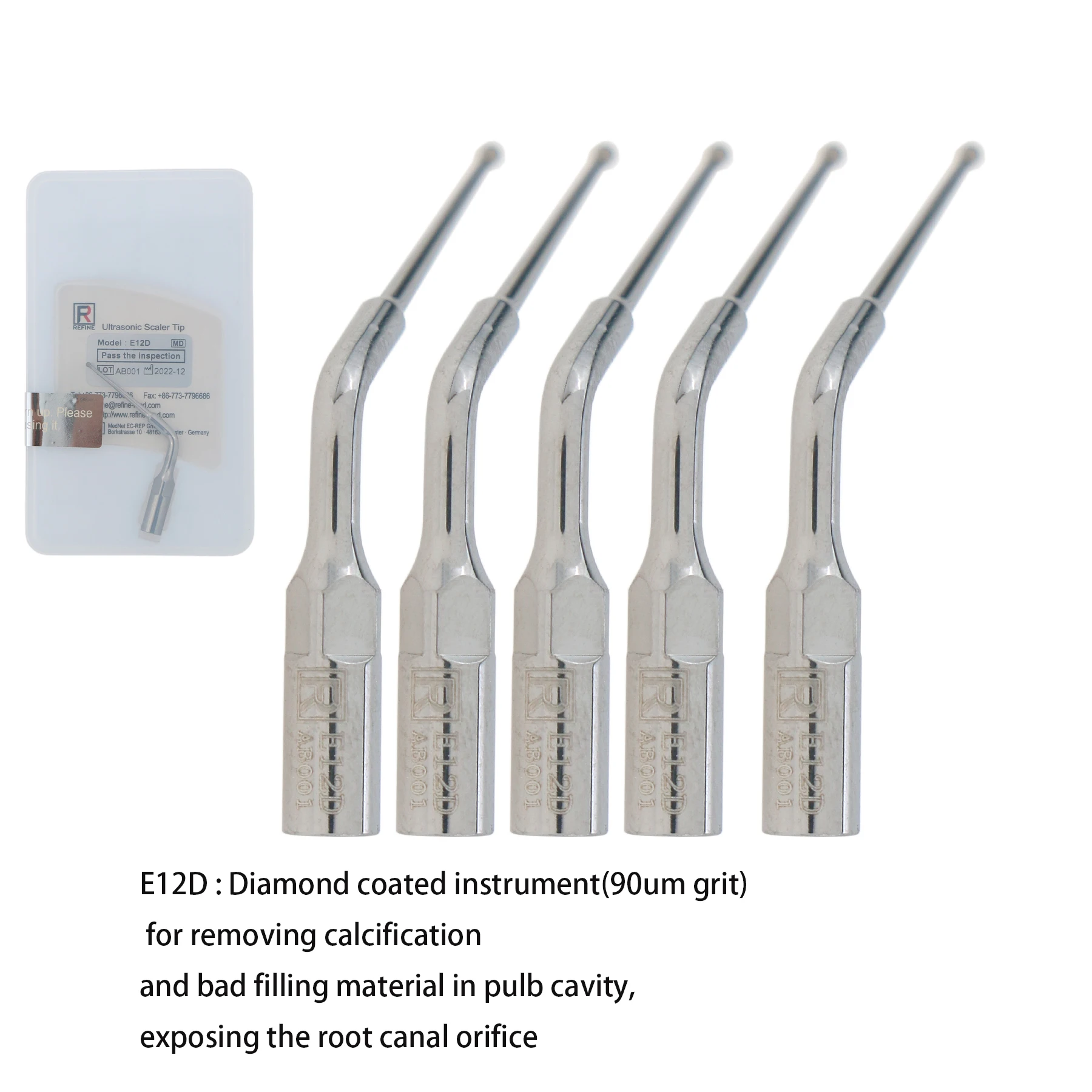 

REFINE Dental Ultrasonic Scaler Insert Scaling Tips E12D Fit Woodpecker MECTRON EMS UDS Ultrasonic Scalers Stainless Steel