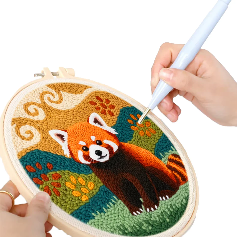 GATYZTORY punch needle embroidery set embroidery hoop 20x20cm Animal Arts Crafts Sewing accessories stitch Yarn Home Decoration