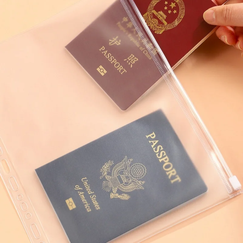 4pcs/pack A5 loose leaf notebook storage bag family ID receipts photos office school archives file transparent protective cover