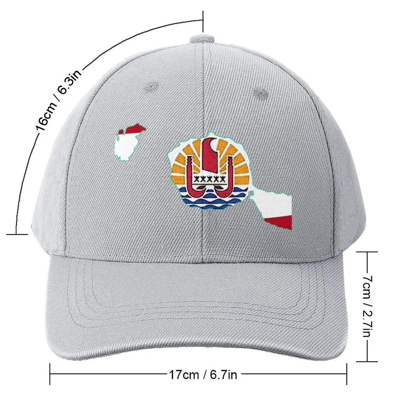 Tahiti Map with Tahitian Flag Baseball Cap Brand Man Caps Sports Caps Ladies Hat Men\'S