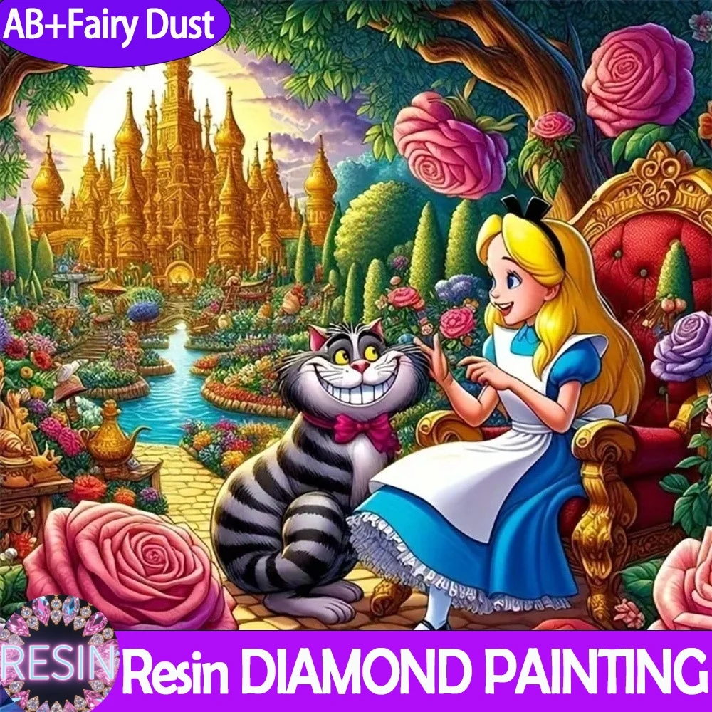 Смола AB Фея пыль Дисней мультфильм алмазная живопись Алиса в стране чудес мозаика дом цветок полный DIY фэнтезийный домашний декор подарок