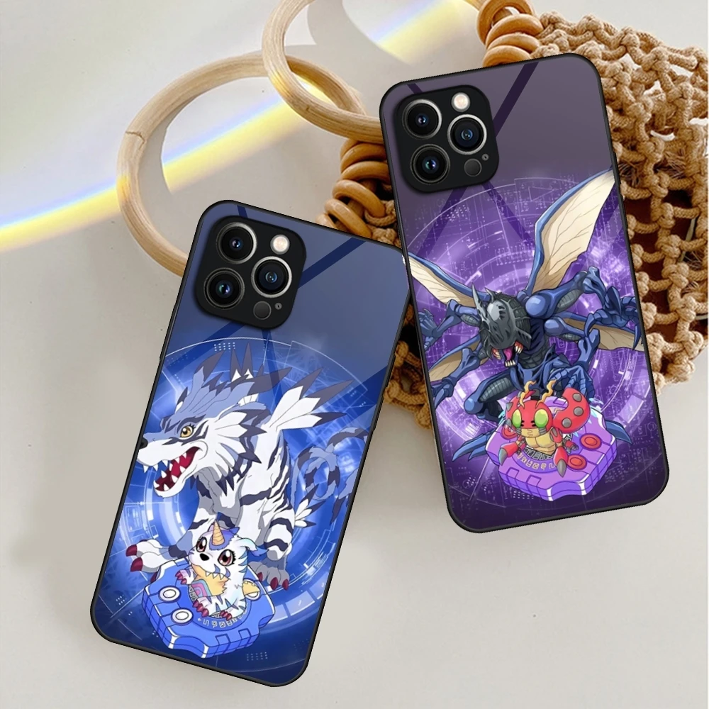 Anime Digimon Phone Case For iPhone 16 13 15 14 12 11 Pro XS Max Plus Mini X XR SE2020 Tempered Glass Coque