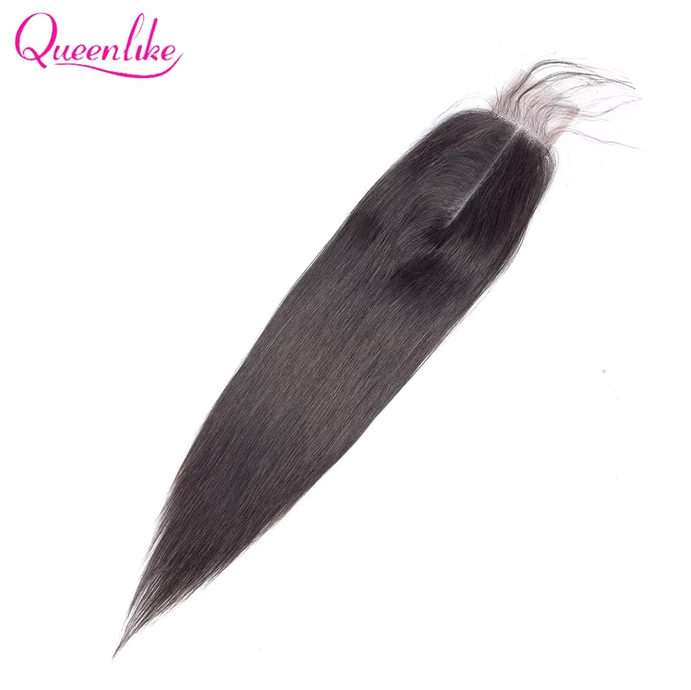 2x6 HD Transparent Lace Closure Deep Part Straight 100% Human Hair Closure Only Pre-Plucked Lace Brazilian Natural Black