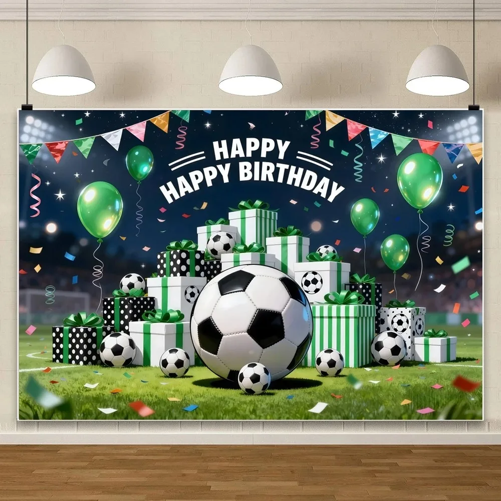 

Football Field Goal Trophy Boy's Sports Theme Birthday Background, Children's Birthday Party Decoration Photography Background