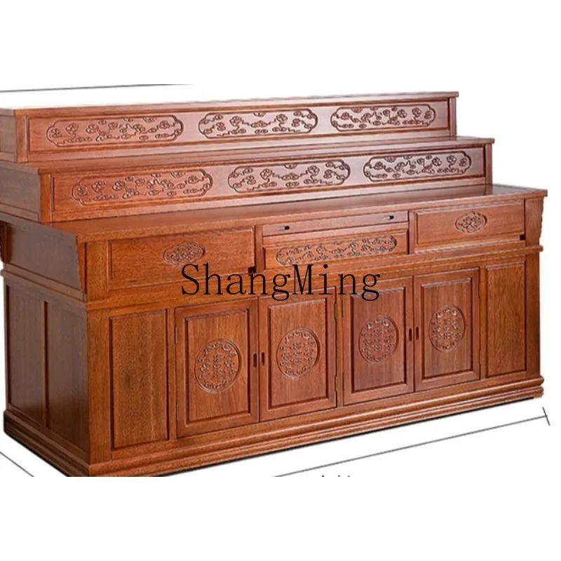 

ZHB solid wood Buddha Taiwan incense case household table three-layer altar cabinet new Chinese rural hall cabinet