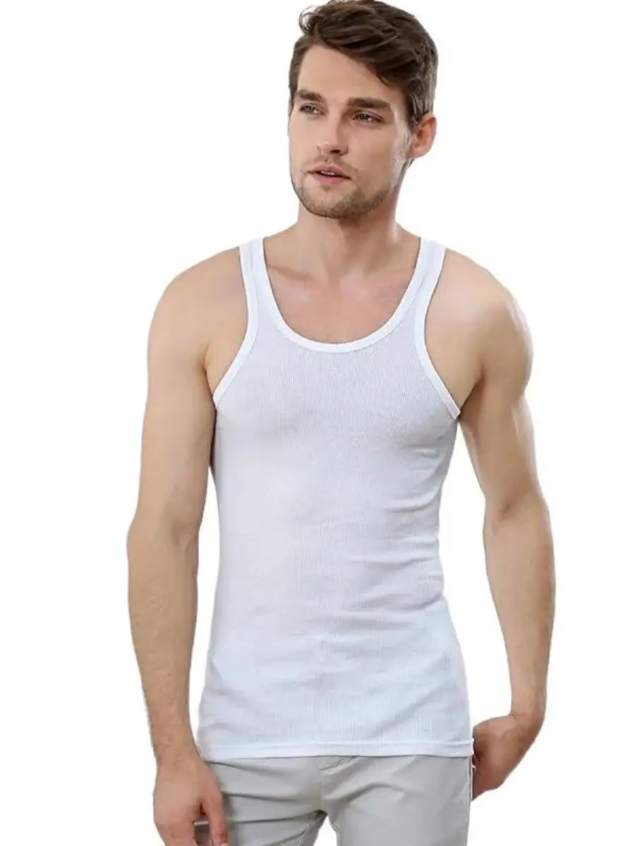 

Pure Color Men's Tank Top Cotton Elastic Fitn Summer Underwear Slim Fit round Ne Youth Casual Other Material 00%