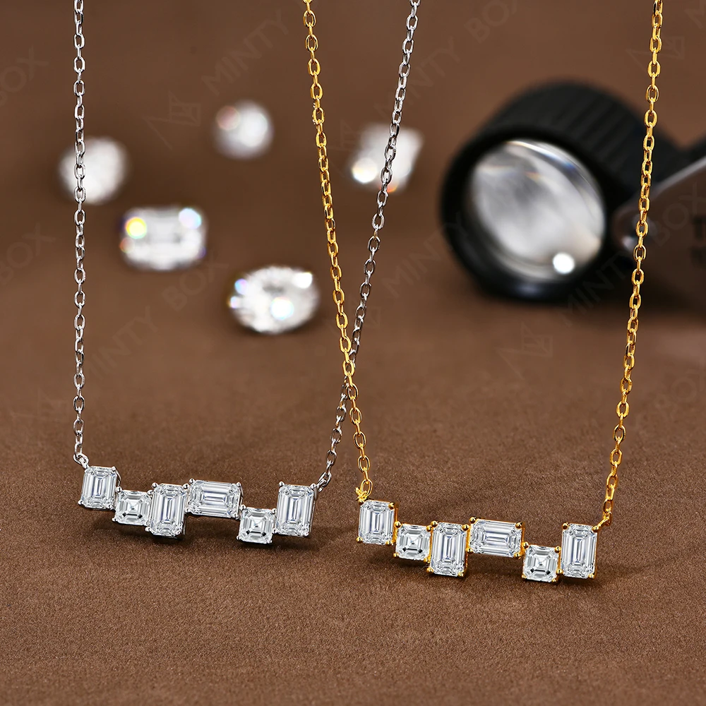 MINTYBOX S925 Sterling Silver Irregular Geometry Moissanite 45cm Necklaces Lab Diamond 18k Gold Plated for Women Wedding Jewelry