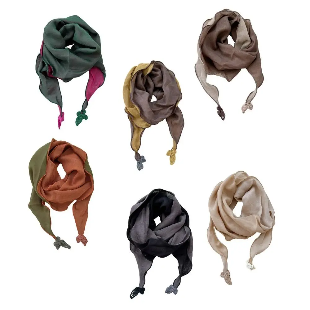 Hot Double Layer Design Two Tone Headwrap Scarf Cotton Linen Stylish Bandana Double Layer Scarf For Women