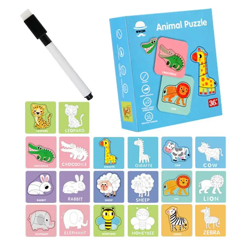 

Preschool Jigsaw Puzzles Toy 10PCS Cartoon Montessori Jigsaw Puzzles Educational Toys For Kids Ages 0-3 Learning Toys Brain