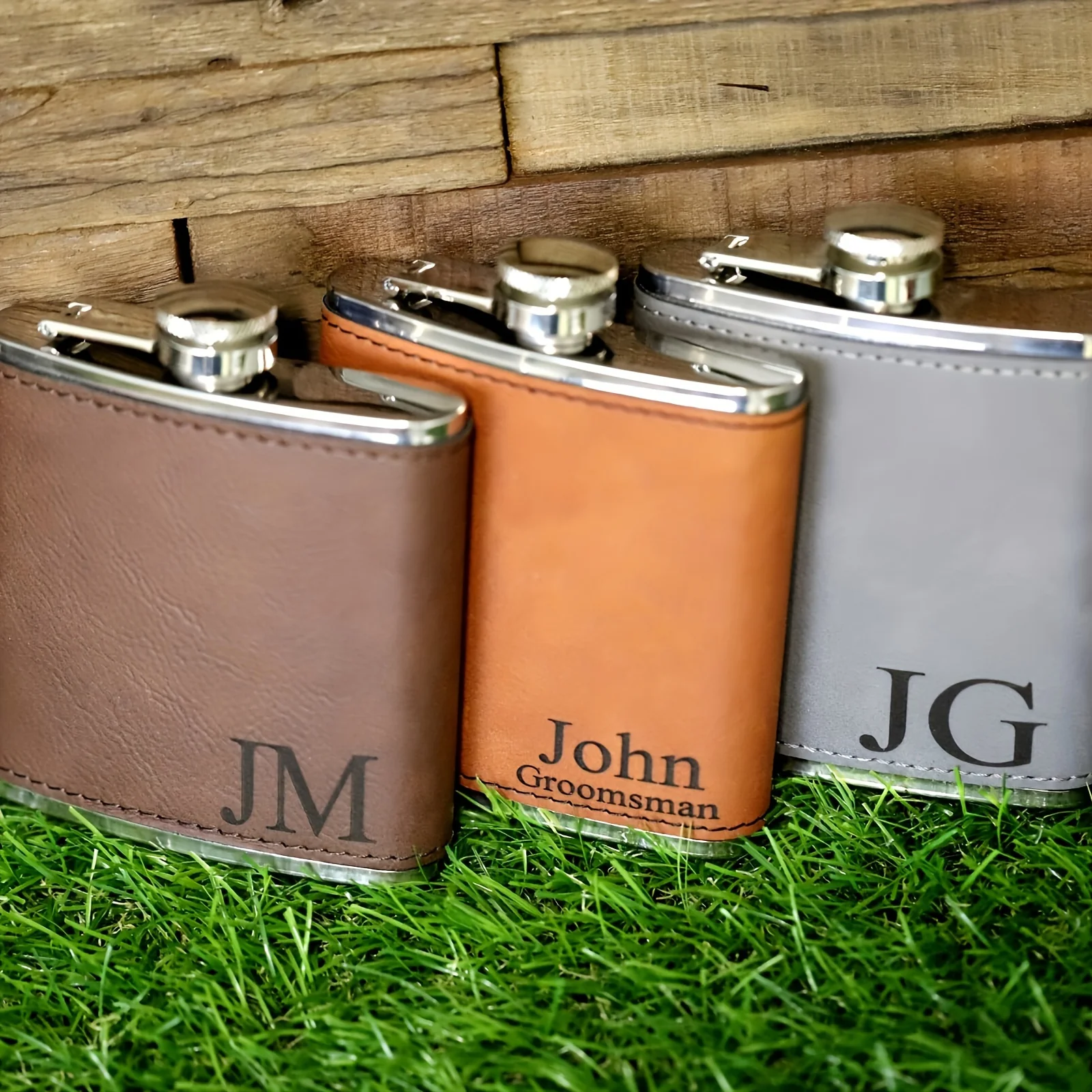 Personalized Custom Name Men's 6oz PU Leather Wine Pot Made of SUS304 Material Suitable for Daily & Travel Use Ideal Friend Gift