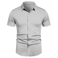 M-4XL Summer New Men's Short Sleeved Shirt, High-quality Seamless Elastic Shirt, Business Dress Shirt